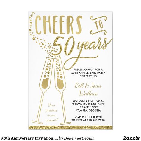 50th Anniversary Invitation, Faux Glitter, Photo Invitation Golden Anniversary Party, Wedding Anniversary Party Invitations, 50th Anniversary Invitations, 50th Wedding Anniversary Invitations, Anniversary Party Invitations, 50th Wedding Anniversary Party, Wedding Anniversary Photos, Anniversary Invitation, 50th Anniversary Party