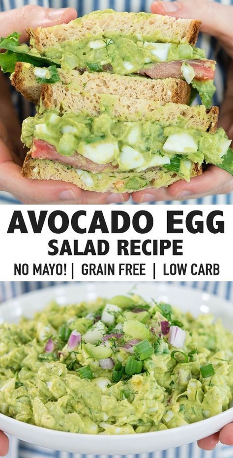 How to make a healthy avocado egg salad without mayonnaise. Super easy and healthy lunch recipe when you need to whip up something quickly! #eggsalad #avocadoeggsalad #healthylunch #mealprep #weightlossrecipecs Avocado Egg Salad Recipe, Inflammation Diet Recipes, Egg Salad Recipe Healthy, Salad Recipes Healthy Lunch, Best Egg Salad Recipe, Easy Egg Salad, Healthy Sandwich Recipes, Anti Inflammation Recipes, Healthy Avocado