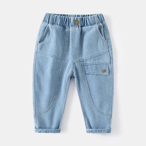 Baby Boys Jeans Kids  Elastic Waist Denim Pants 2023 Spring Autumn Toddler Trousers with Button Childrens Clothes gender:boys material:68%cotton, and others Kids Pants Boys, Kids Jeans Boys, Baby Boy Jeans, Legs Outfit, Boys Joggers, Toddler Jeans, Winter Jeans, Boys Denim