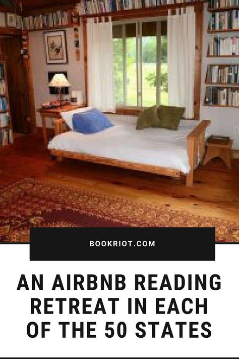 Find your perfect reading retreat in these 50 AirBNBs throughout the USA.  Reading Retreats | bookish airbnbs | us travel Library Reading Nook, Reading Retreat, Amazing Airbnb, Teen Headboard, Cozy Bedroom Diy, Bedroom Decor Romantic, Brown Accent Wall, Colorful Bedroom Decor, Bed Nook