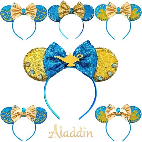 Jasmine Ears, Hair Accessories Kids, Mickey Mouse Ears Headband, Disney Princess Jasmine, Mickey Mouse Ears, Bow Hair Accessories, Sequin Bow, Princess Jasmine, Disney Ears