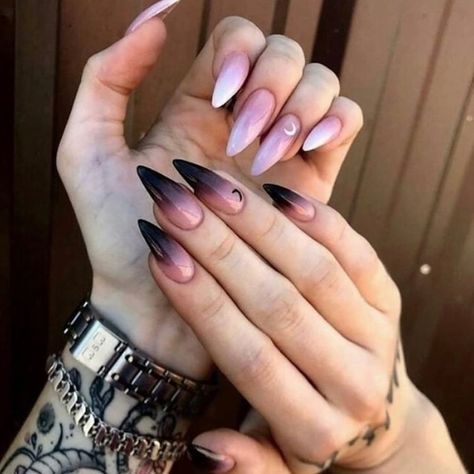 November Nail Designs, Witch Nails, Witchy Nails, November Nails, Halloween Acrylic Nails, 13 November, Moon Nails, Gothic Nails, Anime Nails