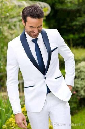 New Classic Design White Groom Tuxedos Groomsmen Best Man Suit Men's Wedding Suits Bridegroom Business Suits (Jacket+Pants+Tie) Cheap Groom Tuxedo Blue, White Tuxedo Wedding, Paisley Tuxedo, White Wedding Suit, White Tux, Suits Groom, Wedding Tux, Groom Wedding Attire, Slim Fit Tuxedo