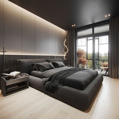 Luxury Black Bedroom, Simple Bed Designs, Black Bedroom Design, Wooden Bed Design, Modern Luxury Bedroom, Luxury Bedroom Design, Bed Design Modern, Black Bedroom, Bedroom Bed Design