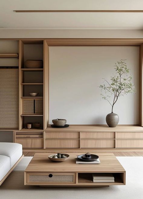 Sight Japandi Inspired Living Room, Japandi Condo Interior, Japandi Style Living Room Design, Japandi Media Wall, Japandi Hotel Room, Japandi Transitional, Japandi Apartment Living Room, Modern Luxe Interior Design, Japandi Living Room Small