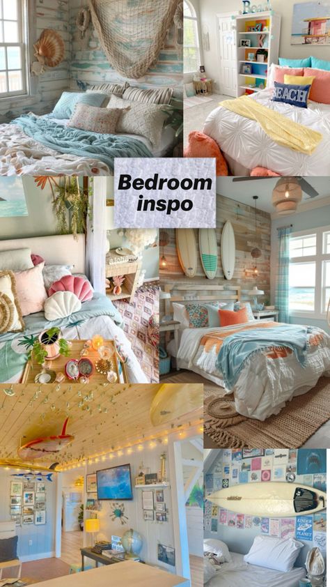 Surfer girl bedroom inspo!! Surfer Girl Room, Surfer Girl Bedroom, Surfer Room, Surf Room Decor, Ocean Room Decor, Beachy Room Decor, Beach Room Decor, Surf Room, Ocean Room