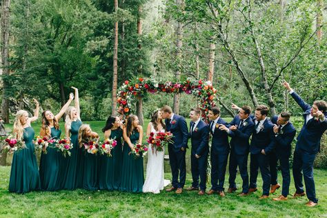 Colorful Arch, Wedding Table Arrangements, Colorful Bridal Bouquet, Emerald Green Weddings, Jewel Tone Wedding, Flowers Colorful, Wedding Colorado, Hair Crown, Flowers Decor