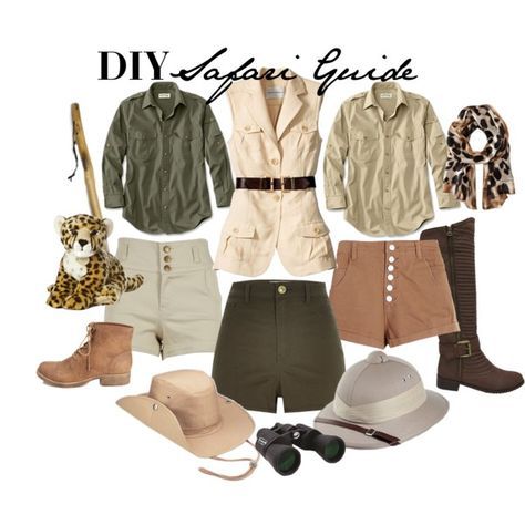 DIY Safari Guide Costume by ayemyree on Polyvore featuring River Island, AX Paris, Yoki, Forever 21, Vince Camuto, Celestron and Banana Republic Safari Adult Costume, Safari Barbie Costume, Paleontologist Costume Women, Zookeeper Costume Women's, Safari Theme Party Outfits Women, Safari Theme Outfit Women, Safari Theme Costume, Safari Theme Party Outfits, Safari Outfit Women Costume