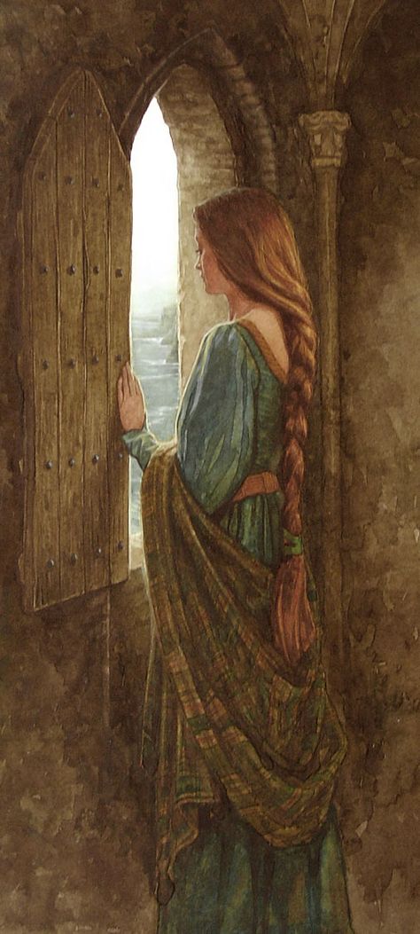 Vintage Fairy Art Aesthetic, Woman Writing Painting, Women From Spain, Medieval Woman Painting, Pre Raphaelite Hair, Preraphaelites Aesthetic, Medieval Fairytale Aesthetic, Scottish Princess Aesthetic, Medieval Illustration Fantasy Art