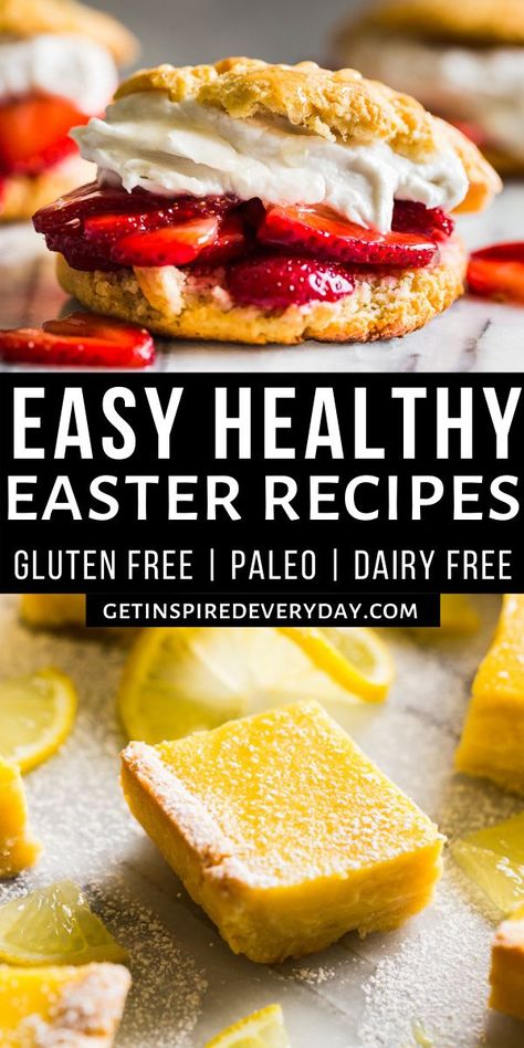 Everything you need in one place with these Easy Recipes to make for Easter, from simple and healthy desserts to the easiest dinners to make the holiday extra simple. You'll also find some healthy side dishes and breakfast recipes as well, everything to have the best and easiest Easter! Paleo Easter Side Dishes, Simple Easter Recipes, Paleo Easter Dinner, Easter Breakfast Side Dishes, Healthy Easter Sides, Easter Desserts Recipes Easy Healthy, Easter Healthy Recipes, Healthy Easter Desserts Recipes, Healthy Easter Recipes Dinner