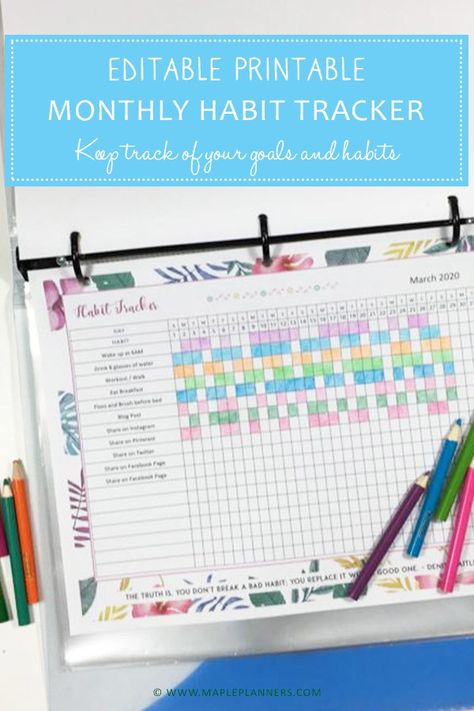 Free Habit Tracker Printable, Free Printable Habit Tracker, Free Habit Tracker, Goals And Habits, Get Productive, Printable Habit Tracker, Habit Tracker Printable, Goal Tracking, Primary Activities