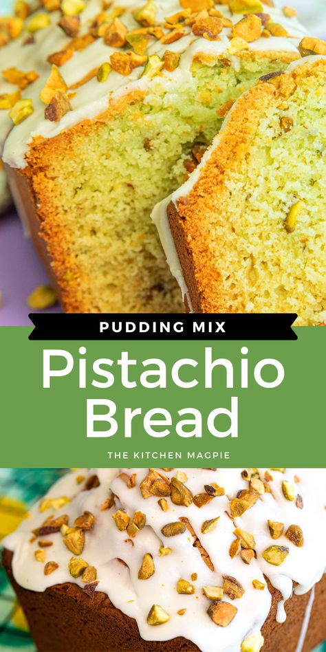 Pistachio Bread Pistachio Quick Bread, Pistachio Bread Recipe, Rustic Desserts, Pistachio Loaf, Flavored Bread, Pistachio Pudding Cookies, Pistachio Bread, Buttermilk Banana Bread, Air Fryer Recipes Appetizers