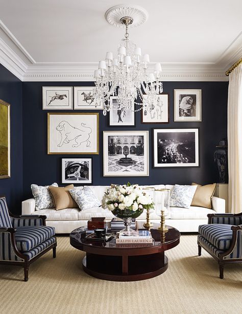 A graceful drawing room in Noble Row, a recent high-end development in Moscow. - photo: Björn Wallander Ralph Lauren Living Room, Ralph Lauren Home Living Room, Ralph Lauren Interiors, Black Living Room, Design Salon, Trendy Living Rooms, Home Luxury, Living Room Spaces, Traditional Living Room