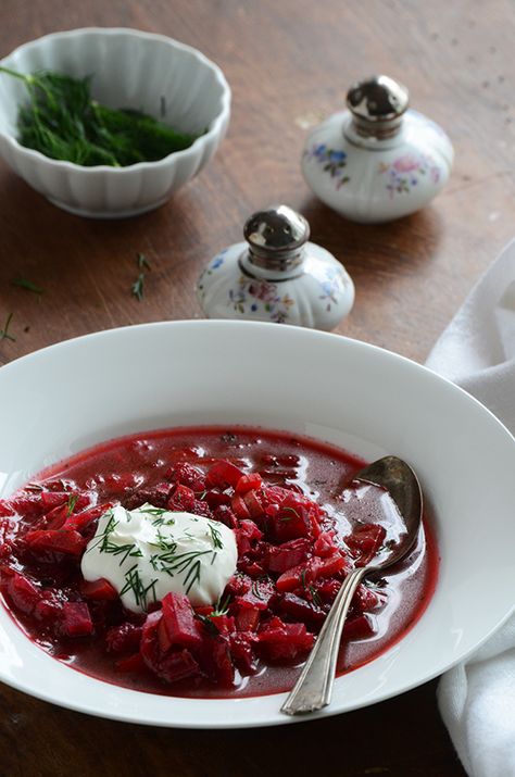 Borscht (Russian-Style Beet Soup) Classic Borscht Recipe, Russian Borscht Soup, Beet Borscht, Borscht Recipe, Borscht Soup, Beet Soup, Beef Stew Meat, Polish Recipes, Russian Recipes