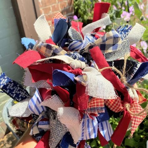 Beautiful Thick And Heavy Americana Rag Garland For Your Home. 5 Foot Garland Prim Flag Filled With Multiple Textiles And Textures Including Vintage And Ralph Lauren & Martha Stewart Home Fabrics. Perfect For 4th Of July Celebrations...Or Any Americana Themed Decor! Fabrics Vary As Our Products Are Artistic Expression. No Two Are The Same. Each Are Made The Day You Order Just For You. Woven Basket Decor, Patriotic Garland, Martha Stewart Home, Handmade Knobs, Flag Garland, Rag Garland, Homemade Art, 4th Of July Celebration, Artificial Silk Flowers