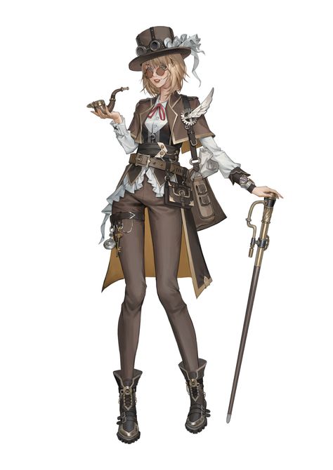 ArtStation - Steampunk Detective Steam Punk Character Design, Steampunk Detective, Steampunk Character Art, Steampunk Character Design, Punk Character Design, Steampunk Outfits Women, Punk Character, Steampunk Drawing, Detective Outfit