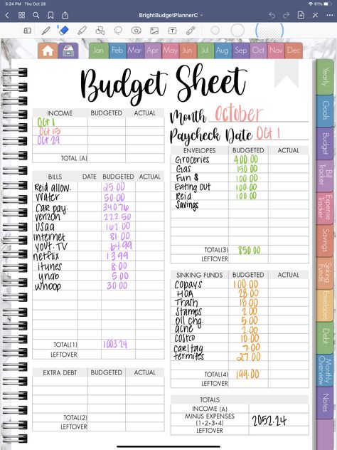 Cute Budget Planner Ideas, Budget Journal Template, Budget Planner Bujo, Procreate Budget Template, Finance Digital Planner, Free Budget Planner For Ipad, Diy Budget Planner Ideas, Visual Budget Board, Budgeting Template For Ipad