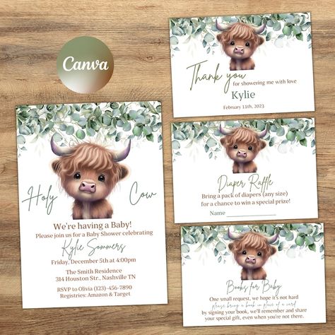 Boho Highland Cow Baby Shower Invitation Bundle Gender - Etsy Australia Highland Cow Baby Shower Theme Boy, Baby Shower Cow Theme, Highland Cow Baby Shower Theme, Boho Highland Cow, Cow Baby Shower Theme, Cow Baby Shower Invitations, Highland Cow Baby, Cow Baby Shower, Cow Baby Showers