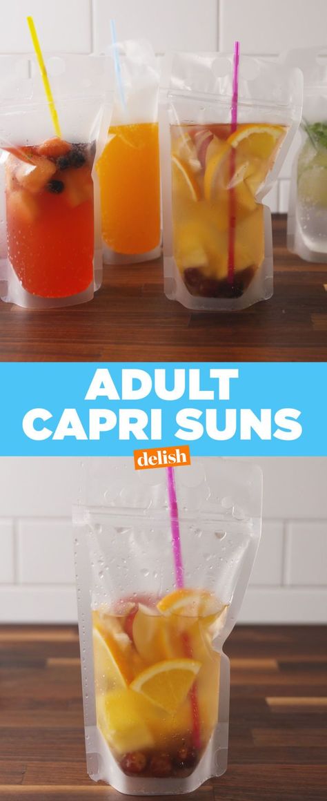 Adult Capri Sun Recipe, Fashion 60s, Alcholic Drinks, Beach Drinks, Diy Drinks, Capri Sun, Fashion 80s, Alcoholic Drink, Boozy Drinks