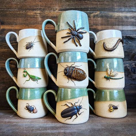 Samirah on Instagram: “All of my bug babies in one photo! Aren't they sweet?” Cool Mugs Ceramics, Bug Pottery, Ceramic Bug, Bug Decor, Ceramic Cafe, Pretty Tea Cups, Clay Mugs, Ceramics Pottery Art, October 21