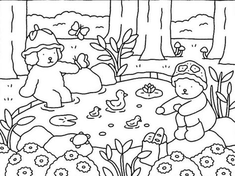 Bobbie Goods Coloring Pages, Bobbie Goods Coloring, Bobbie Goods, Kitty Coloring, Bear Coloring Pages, Hello Kitty Coloring, Detailed Coloring Pages, Tutorials Drawing, Printable Coloring Book