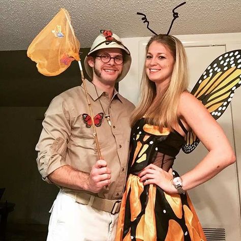 Diy Halloween Cat, Couples Costumes For Halloween, Butterfly Catcher, Carnaval Make-up, Couple Halloween Costume, Couples Costumes Creative, Halloween Costumes Diy Couples, Diy Couple, Diy Couples Costumes