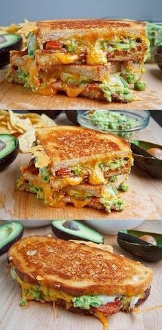 Bacon Guacamole Grilled Cheese Sandwich...omg. Bacon Guacamole Grilled Cheese, Guacamole Grilled Cheese Sandwich, Guacamole Grilled Cheese, Best Avocado Recipes, Sandwich Vegetarian, Resep Sandwich, Bacon Guacamole, Resep Juice, Grilled Sandwiches