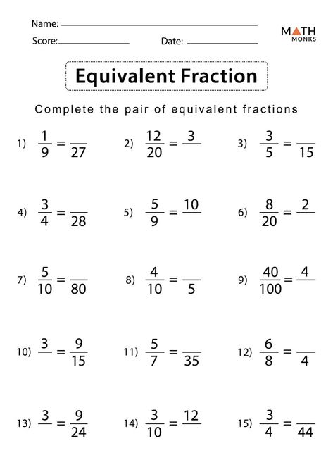 Equivalent Fractions Worksheets - Math Monks Grade 6 Math Worksheets Fractions, Fractions Worksheets 4th Grade, 6th Grade Math Worksheets Free Printable, Fraction Worksheets Grade 4, Fractions Worksheets 5th, Equivalent Fractions 4th Grade, Fractions Worksheets Grade 6, Fractions Worksheets Grade 4, Equivalent Fractions Worksheet