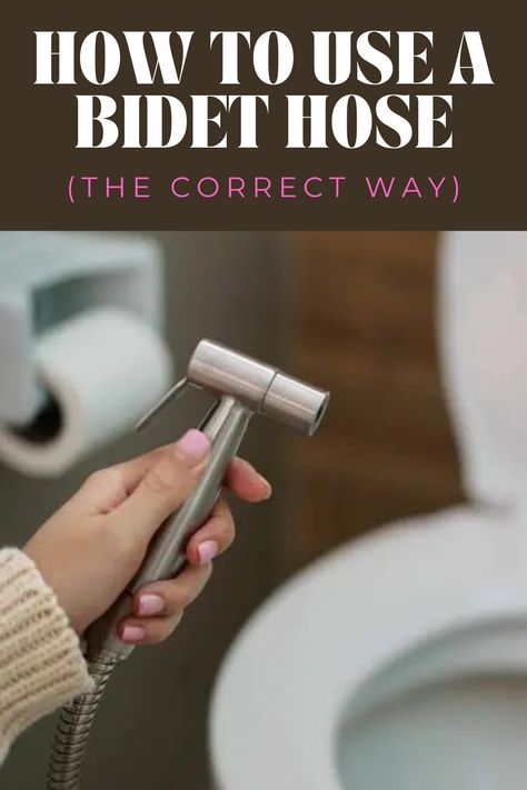 Despite the bidet hose being the most common type of bidet, it can still be a daunting and unusual experience to use one for the first time. You may even have familiarity with bidet toilet seats (where the sprayer is built-in and automatic) or dedicated standalone bidets. In this article, I outline everything you need to know to get comfortable with what some affectionately call a ‘bum gun’. You can think of a bidet hose as similar to a showerhead or water gun: brace, aim, then spray! Toilet With Bidet Hose, Hand Held Bidet Sprayer, Toilet Bidet Spray, Bathroom With Bidet, Happy Bidet, Wc Dimensions, Clean A Shower Head, Bidet Toilet Attachment, Italian Bathroom