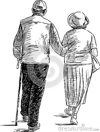 Old Couple, Couple Sketch, Elderly Couples, Person Drawing, Human Figure Drawing, Old Couples, Couple Illustration, Drawing Images, Vector Drawing