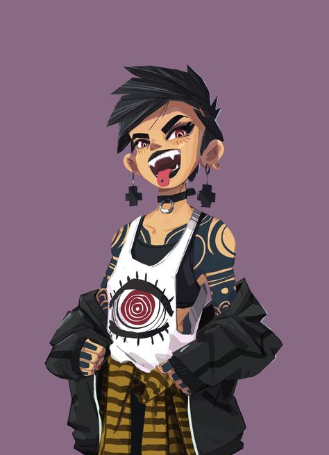 Punk Girl, Trung Nguyen on ArtStation at https://www.artstation.com/artwork/JkJqR Punk Character, Cartoon Kunst, Arte Punk, Punk Art, Seni 3d, Punk Girl, Transition Outfits, High Stakes, Pink Sparkle