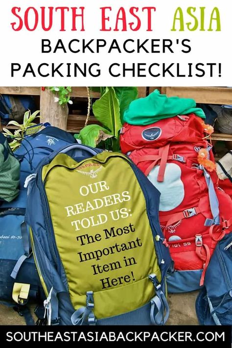 Southeast Asia Packing List, Southeast Asia Packing, Asia Packing List, Backpacking Checklist, Backpacking Asia, Tutorial Hijab, Packing Checklist, Backpacking Tips, Southeast Asia Travel