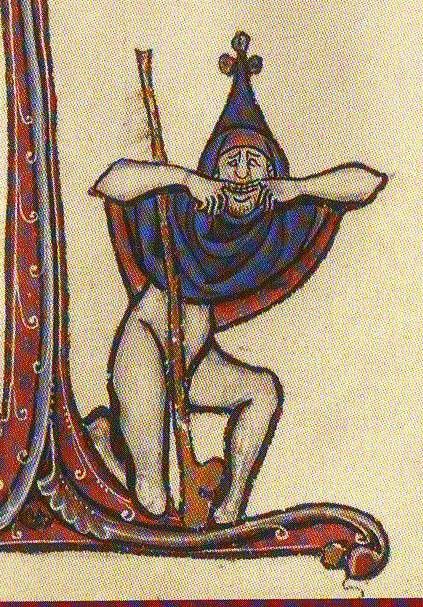 A fool mugging at the reader; Bute Psalter; c. 1270-80 A Man, Art