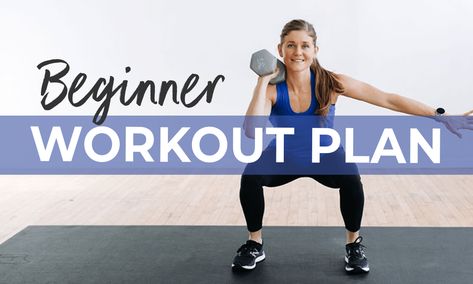 30-Day Beginner Workout Plan (w/ YouTube Videos) | Nourish Move Love Beginner Workout Plan, Advanced Workout Plan, 7 Day Workout Plan, Beginner Cardio Workout, Full Body Strength Workout, Beginner Full Body Workout, Beginners Cardio, Power Yoga Workout, Full Body Workout Plan