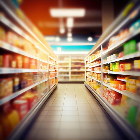 Photo realistic blur background of store... | Premium Photo #Freepik #photo #supermarket-background #market-background #supermarket #aisle