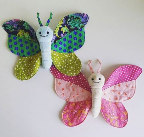 Click here for the pdf of this pattern. Stuffed Butterfly, Butterfly Sewing, Patchwork Animals, Softie Pattern, Soft Toy Patterns, Animal Sewing Patterns, Sewing Magazines, Fabric Butterfly, Sewing Stuffed Animals