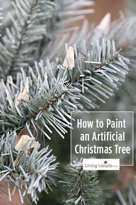 How to Paint a Christmas Tree - White Christmas Tree Challenge. Easy craft tutorial for painting an artificial Christmas tree a different color. Paint A Christmas Tree, Artifical Christmas Tree, Painted Christmas Tree, Fake Christmas Trees, Frosted Christmas Tree, Live Christmas Trees, Homemade Ornaments, White Christmas Trees, Christmas Tree Painting