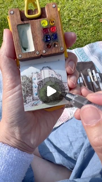 Leslie Stroz on Instagram: "Painting at the Most Haunted Castle in England. Poppy was more restless than usual and even took herself off for a solo tour. You can see the full painting vlog on my YouTube. 🤍
.
.
.
#tinypainting #tinysketchbook #lineandwash #watercolor #castle #berrypomeroycastle #hauntedcastle #pleinairpainting #lesliestrozart" Watercolor Castle, Castles In England, Haunted Castle, Instagram Painting, Most Haunted, Plein Air Paintings, Poppies, Sketch Book, Castle