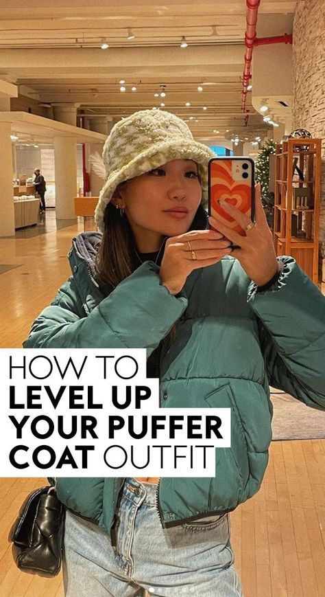 These puffer coat outfit ideas will take cozy and cute to the next level. #style #ootd #fashion Styling Puffer Jacket Women, Short Puffer Outfit, Winter Fashion Puffer Jacket, Casual Puffer Jacket Outfit, Short Puffer Jacket Outfit Winter Style, How To Style Puffer Jacket Women, Styling A Puffer Jacket, Uniqlo Puffer Jacket Outfit, Winter Outfits With Puffer Jacket