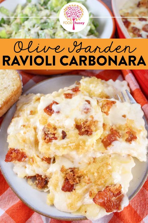 Recipe Using Ravioli, Sauce For Italian Sausage Ravioli, Cheese Ravioli Alfredo, Copycat Olive Garden Ravioli Carbonara, Copycat Olive Garden Carbonara, What To Make With Cheese Ravioli, Cheese Filled Ravioli Recipes, Olive Garden Ravioli Carbonara Recipe, Cheese Ravioli Recipe Frozen Alfredo