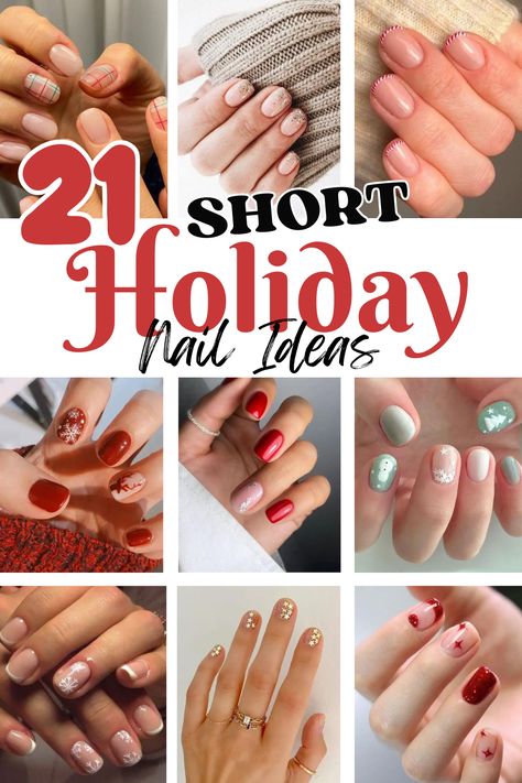 Christmas Short Nails 2023, Nails Holiday Christmas, Holiday Simple Nails, Grinch Fingernails, Christmas Nails 2023 Trends Short, Gel Nails Ideas Short Christmas, Short Christmas Nails 2023, Classic Holiday Nails, December Nail Ideas Short