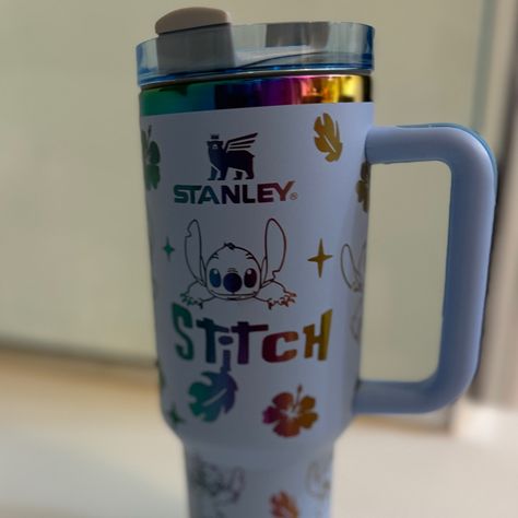 40 Oz Custom Stitch Stanley Cup Stitch Stanley Cup, Cute Stanley Cups, Stitch Stanley, Stitch Cups, Stanley Toppers, Stanley Pink, Stitch Drawings, Stanley Products, Stitch Stuff