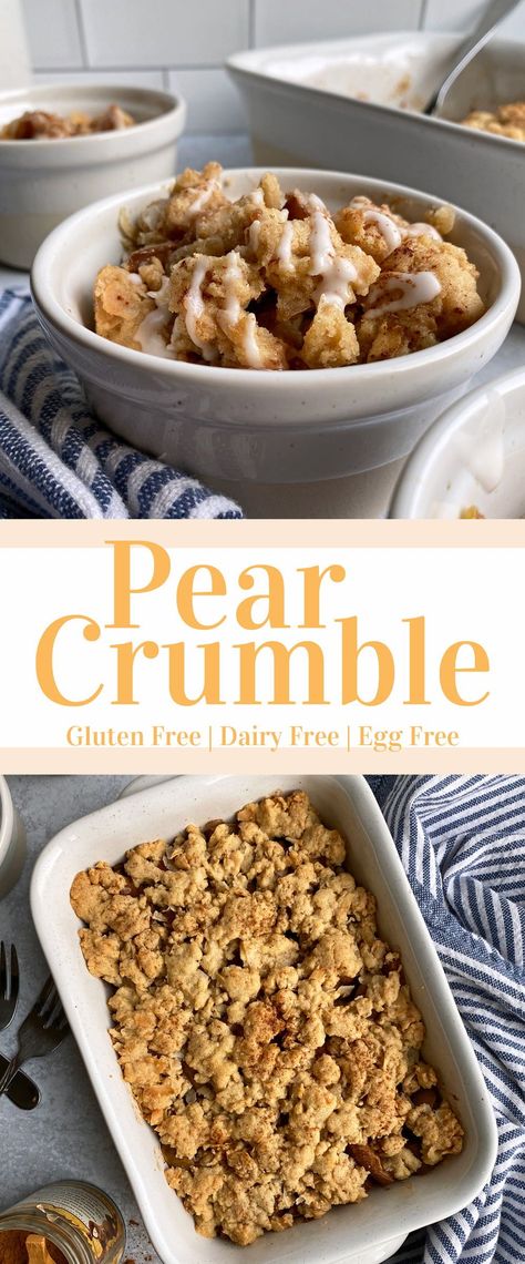 Pear Crisp Gluten Free, Low Calorie Pear Desserts, Thm Pear Recipes, Wfpb Pear Recipes, Healthy Pear Crisp With Oats, Keto Pear Crisp, Vegan Pear Crisp, Paleo Crumble Topping, Paleo Pear Crisp