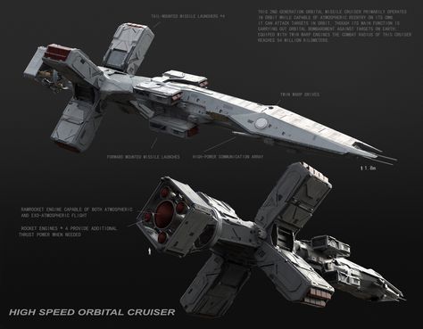 ArtStation - Orbital Missile Cruiser, Chao XIN Space Ships Concept, Space Engineers, Sci Fi Spaceships, Space Ship Concept Art, Starship Concept, Space Battleship, Starship Design, Space Battles, Sci Fi Ships