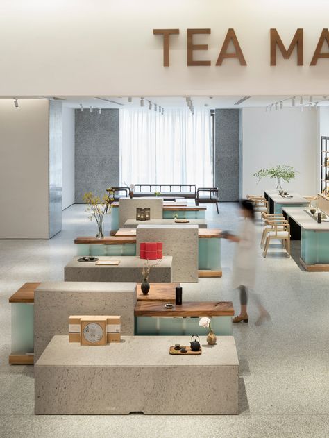 TEA MASTER: A Modern Teahouse in Hangzhou, China - Design Milk Tea House Interior, Tea Store Design, Tea House Design, Hangzhou China, Tea Store, 카페 인테리어 디자인, Free Tea, China Design, Store Interior