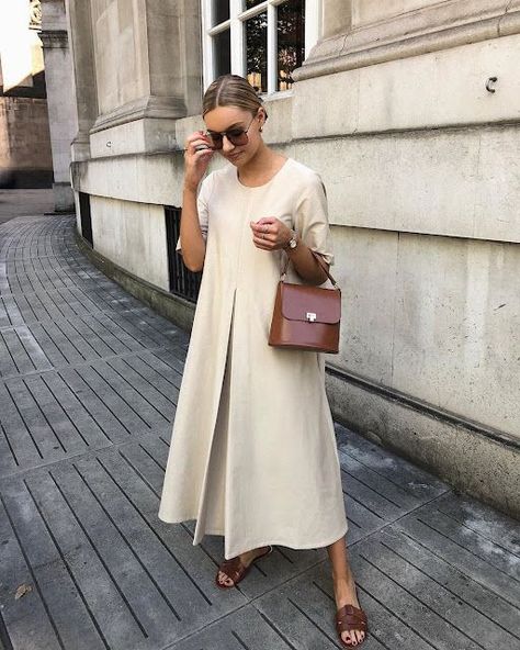 big 1970s shades | Parisienne | Bloglovin’ Linen Fashion, Minimalist Dresses, Mode Casual, Minimal Outfit, Stil Inspiration, Instagram Outfits, Outfits Spring, 가을 패션, Trending Dresses