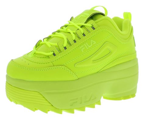 PRICES MAY VARY. Fila Womens Shoes Casual Shoes Neon Green Synthetic & Rubber Fila Disruptor II Wedge Womens Shoes Fila Disruptor Ii, Neon Shoes, Fila Disruptor, Fila Disruptors, Synthetic Rubber, Luxury Store, Fashion Sneakers, Green Fashion, Neon Green