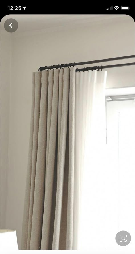 Double Drapes Curtains, Two Layer Curtains Living Rooms, Double Layered Curtains, Double Layer Curtains Bedroom, Curtains With Sheers Underneath, Double Layer Curtains Living Room, Layer Curtains Bedroom, Cortina Black Out, Black Out Curtains Living Room