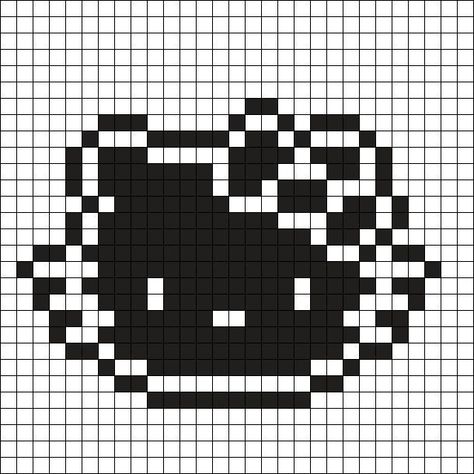 Black And White Hello Kitty, Hello Kitty Head, White Hello Kitty, Images Hello Kitty, Graph Paper Drawings, Graph Crochet, Easy Pixel Art, Pixel Art Templates, Pattern Maker