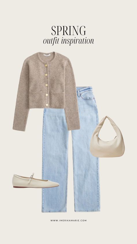 spring outfit idea 2024. capsule wardrobe Jean Cardigan Outfit, Outfit Ideas Spring 2024, Simple Outfits For Work, Spring Summer Outfits 2024, Shoes Summer 2024, Capsule Wardrobe 2024 Spring, Outfit Inspo For College, Simple Outfit Ideas Casual, Capsule Wardrobe 2024